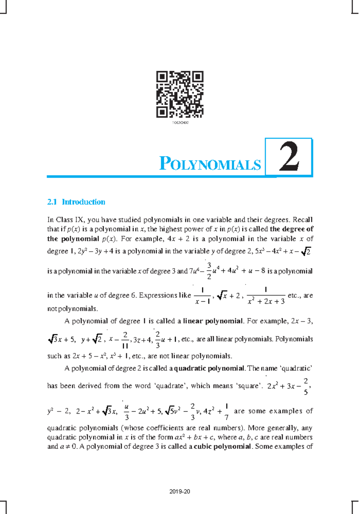 Ncert Class 10 Math Chapter 2 - 20 MATHEMATICS 2 2 Introduction In ...