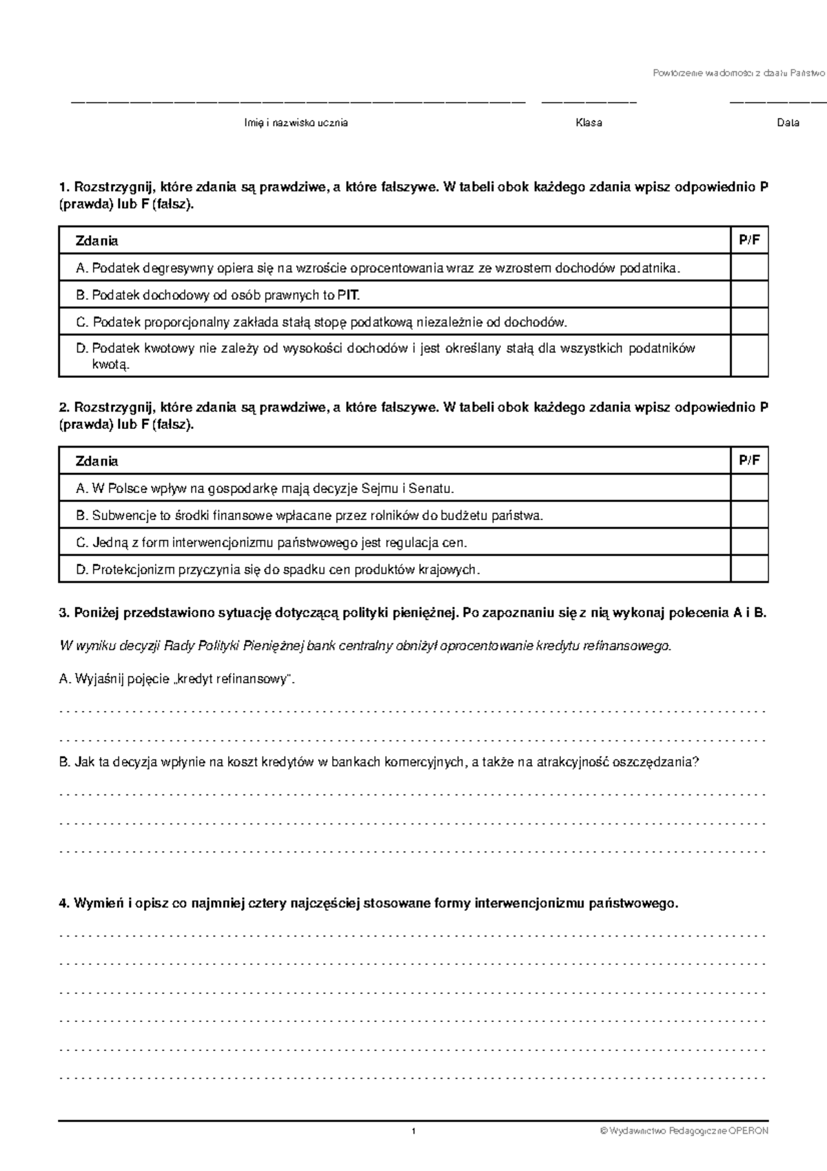 Państwo W Gospodarce Rynkowej Sprawdzian www.studocu.com