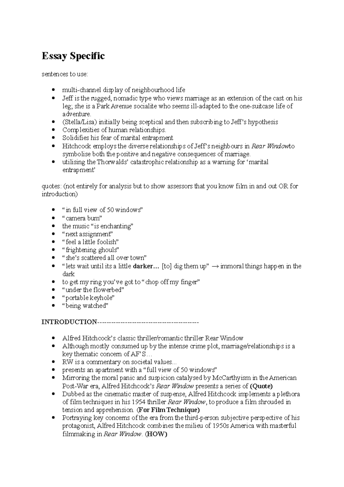 rear window practice essay topics