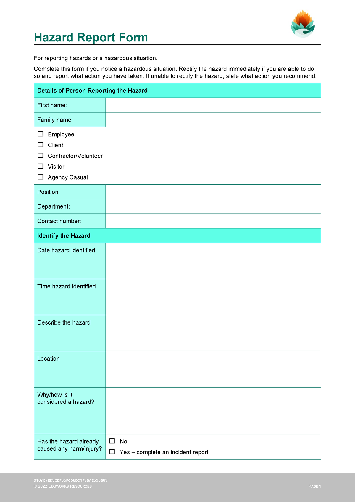 Banksia-SD-SE-T1-Hazard-Report-Form-Template-V1.0-ID-2002 78 - 9167 C 7 ...