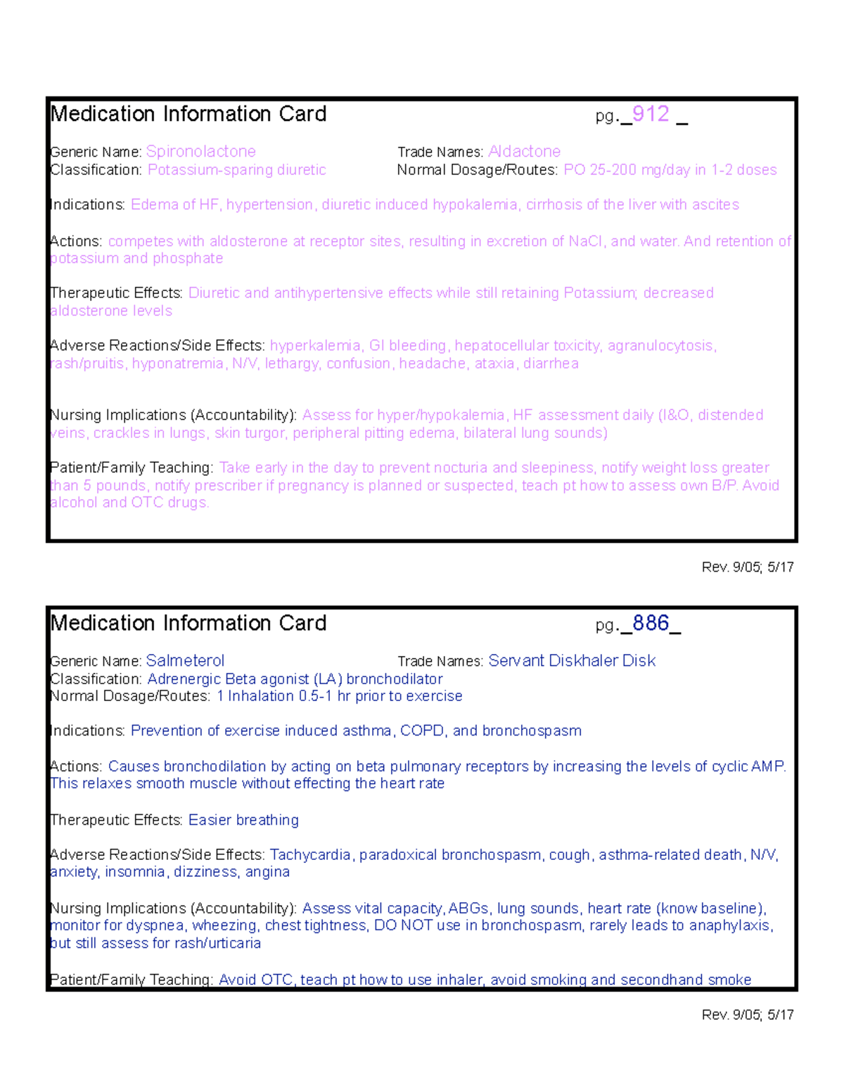 Med Card - Medication cards - Medication Information Card pg._ 912 ...