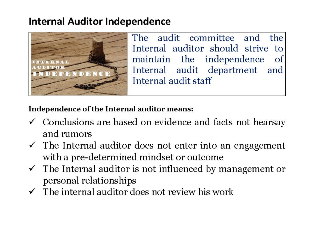 Auditor Independence - STUDY MATERIAL - The audit committee and the ...