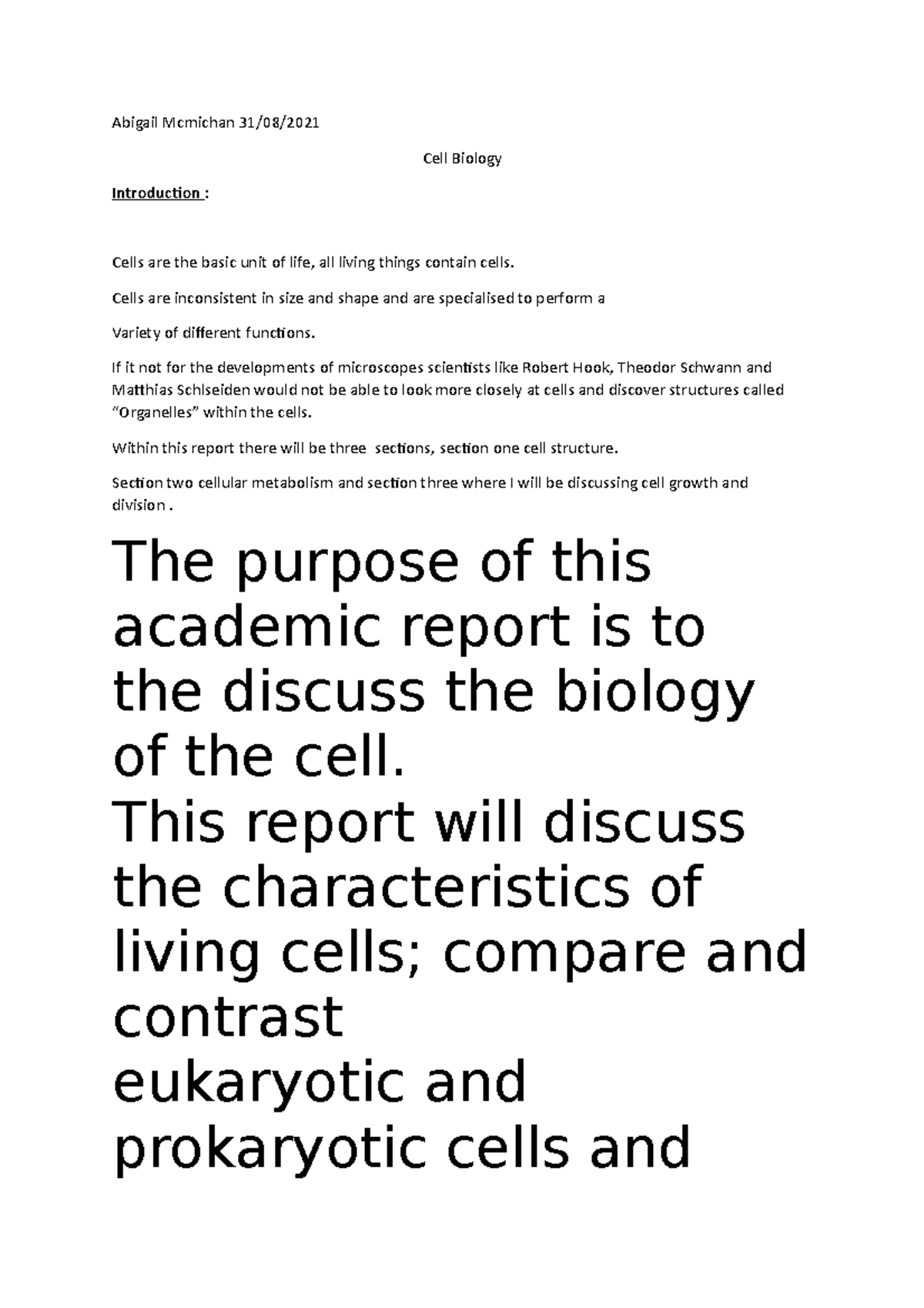 Cell biology NEW copy copy - Abigail Mcmichan 31/08/ Cell Biology ...