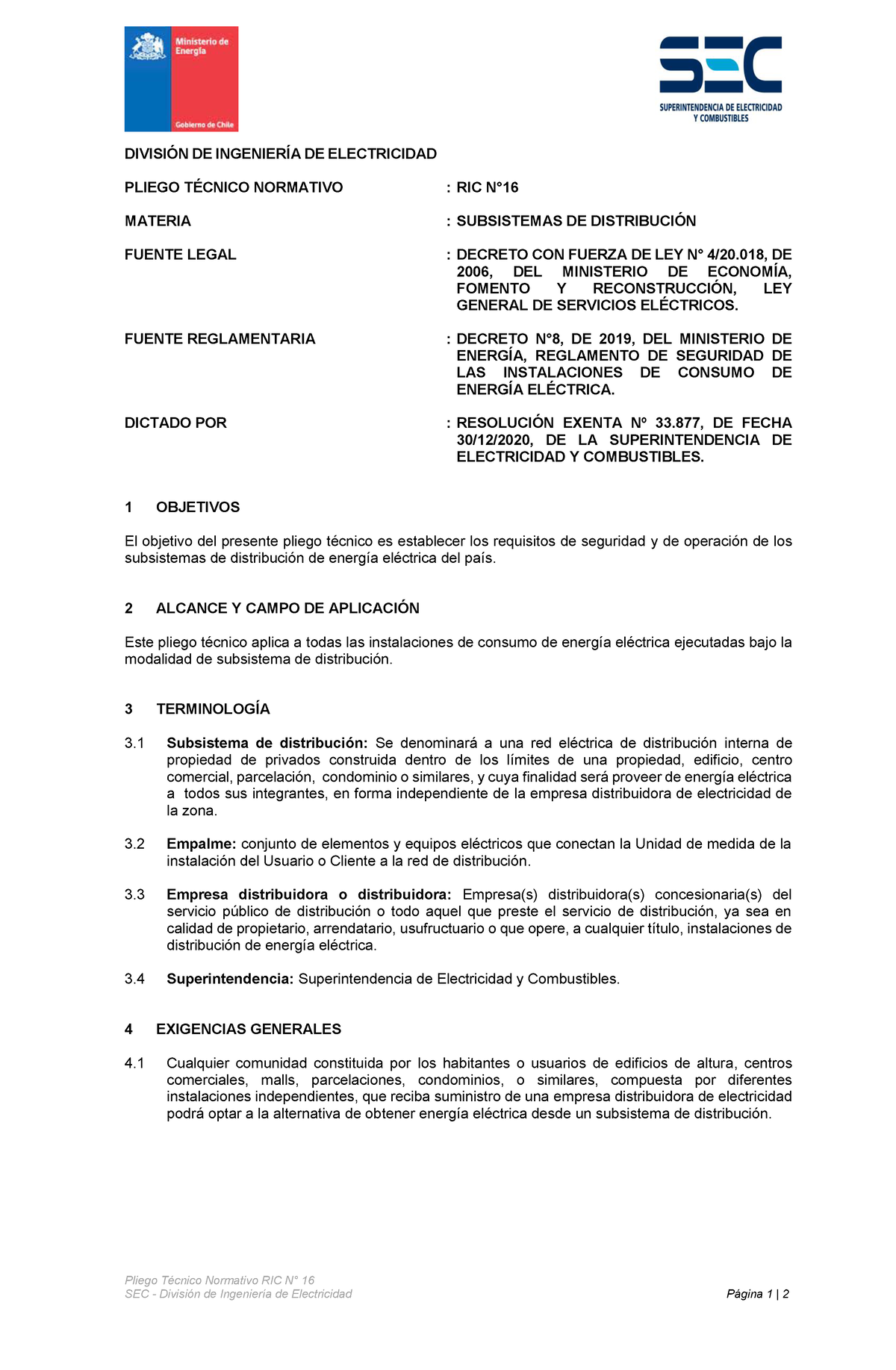 RIC N16 Subsistemas De Distribución - Pliego Técnico Normativo RIC N ...