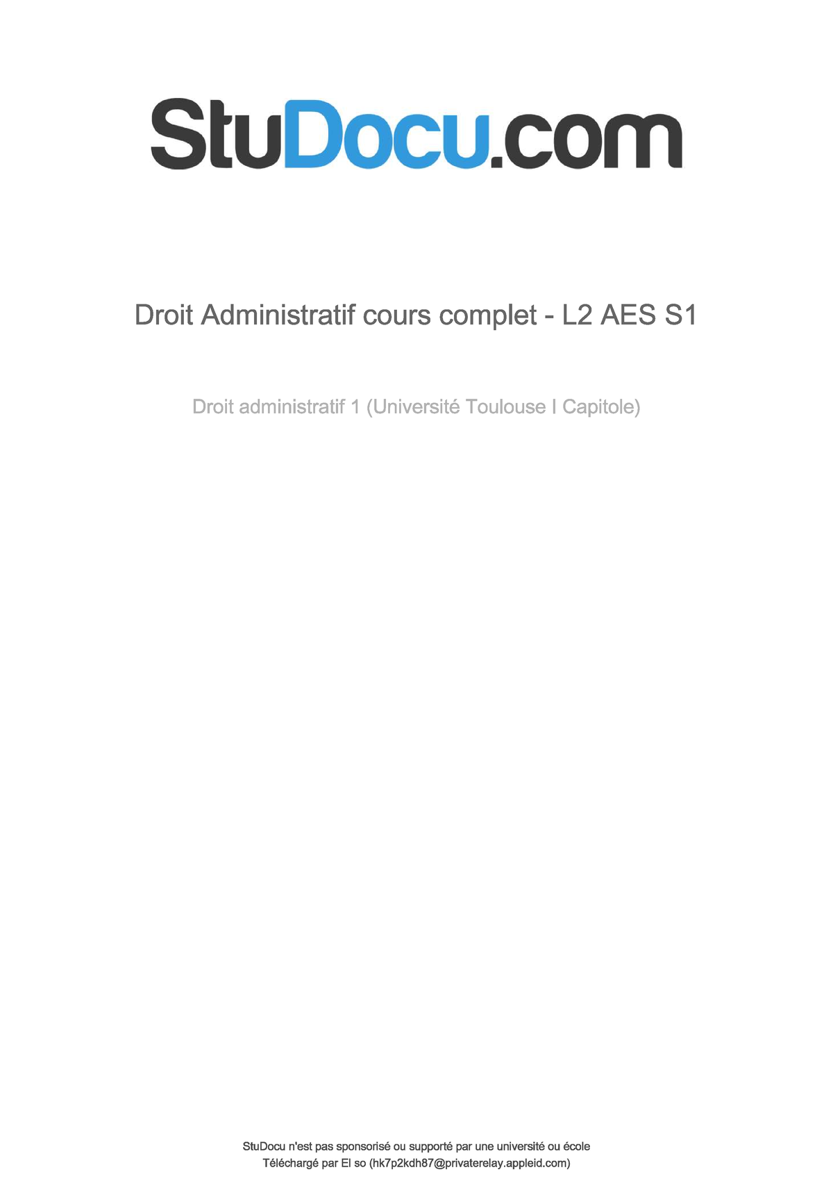 Droit Administratif Cours Complet - Studocu