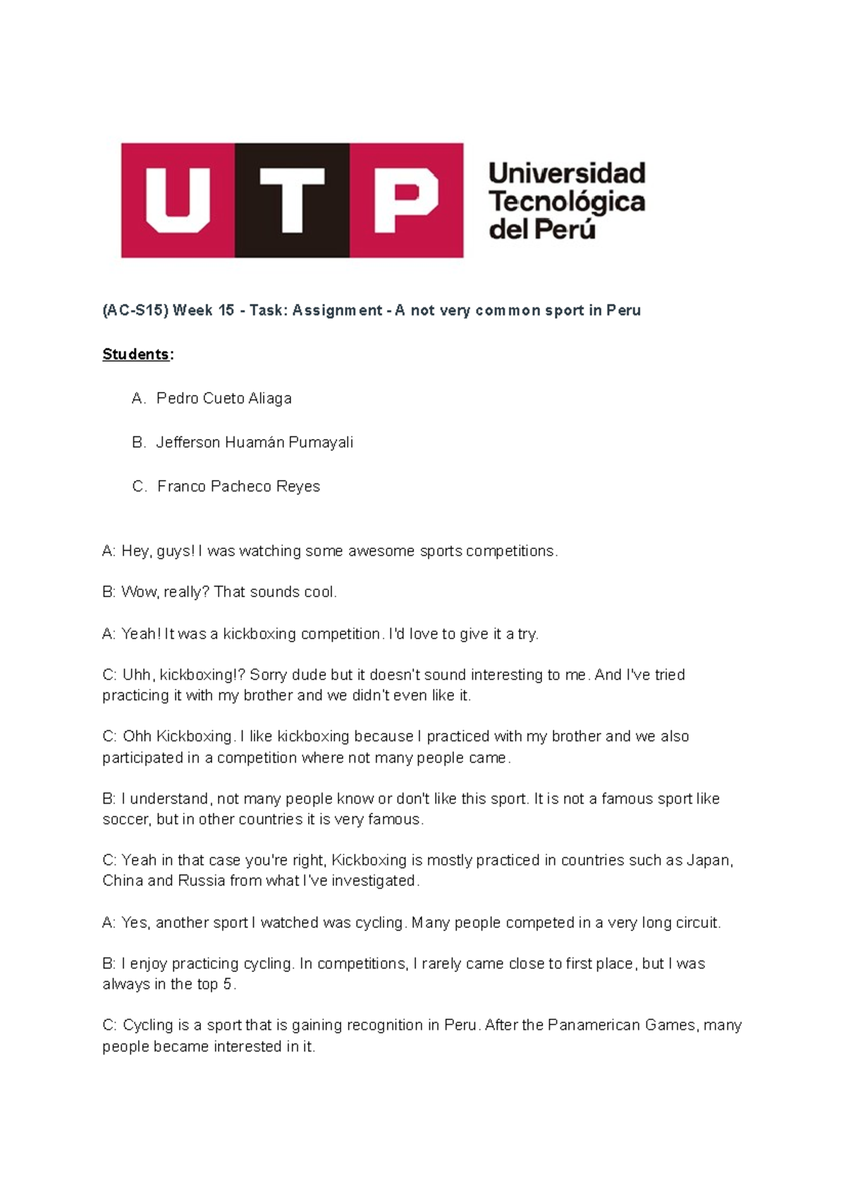 TASK 15 - inglesIII - (AC-S15) Week 15 - Task: Assignment - A not very ...
