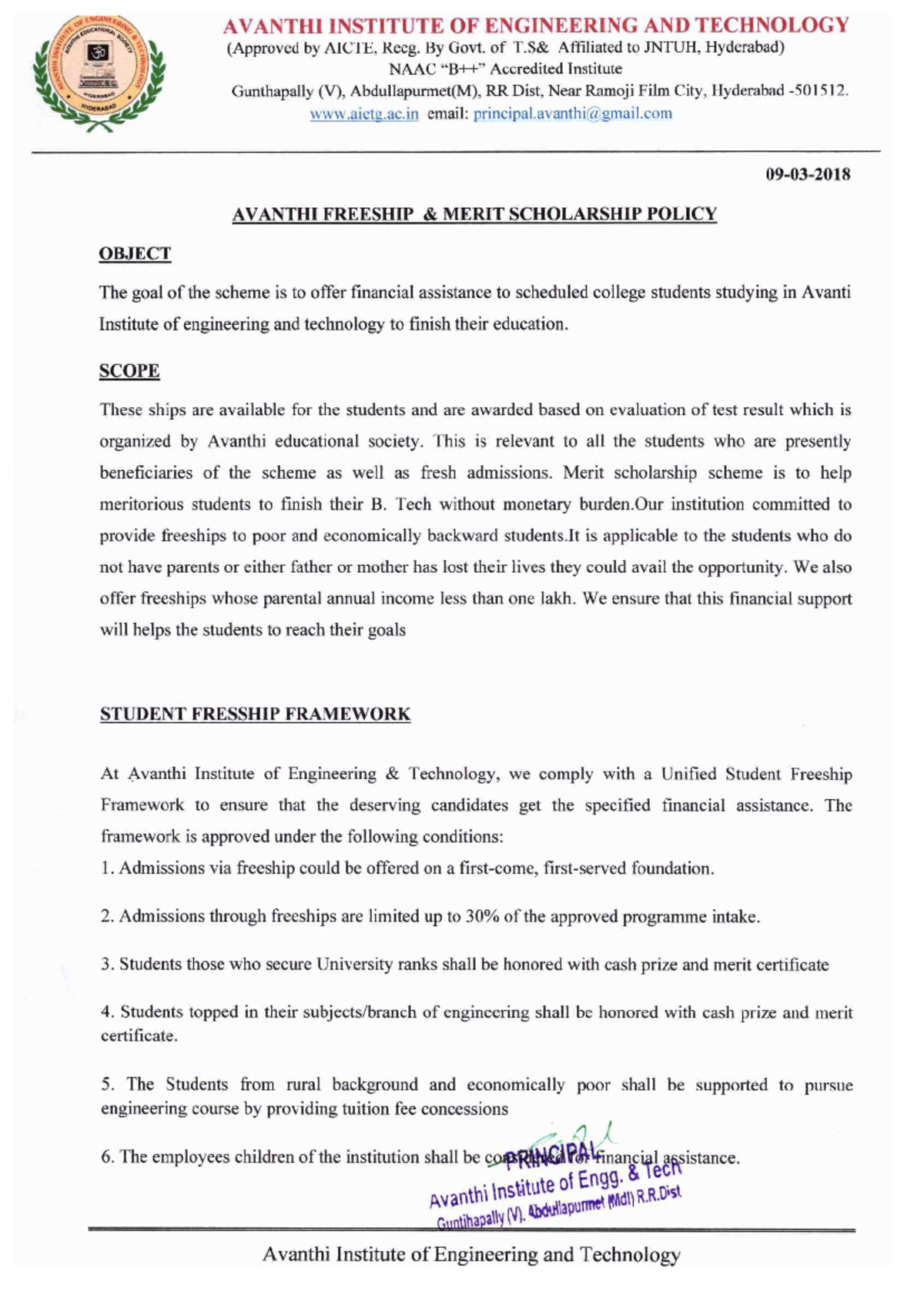 Policy docment - data source - EDUCATIONAL AVANTHI INSTITUTE OF ...