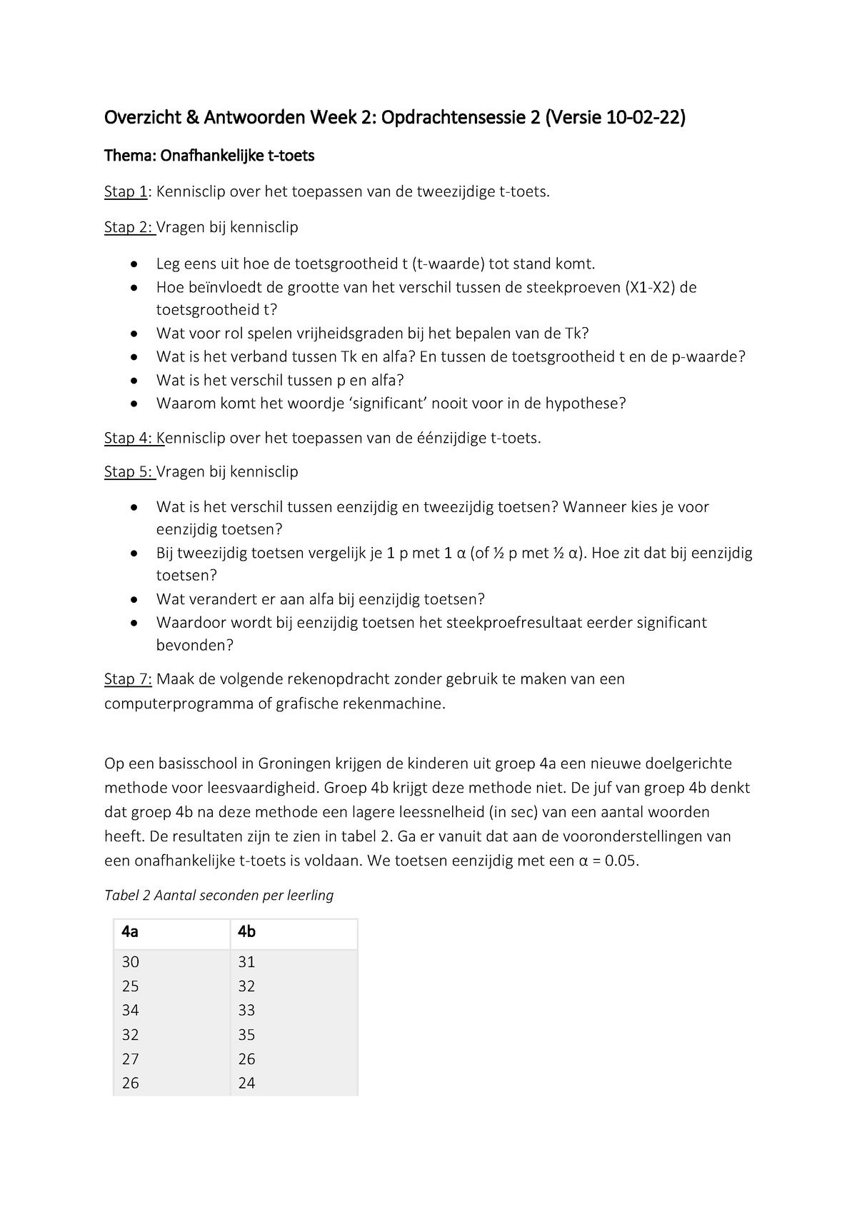 Antwoorden Week2Opdrachtensessie 2 2022 - Overzicht & Antwoorden Week 2 ...