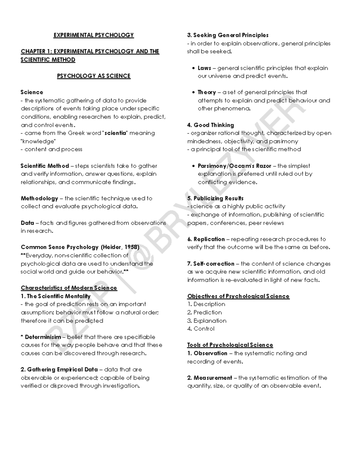 Expepsy Reviewer - Chapters 1-6 - EXPERIMENTAL PSYCHOLOGY CHAPTER 1 ...