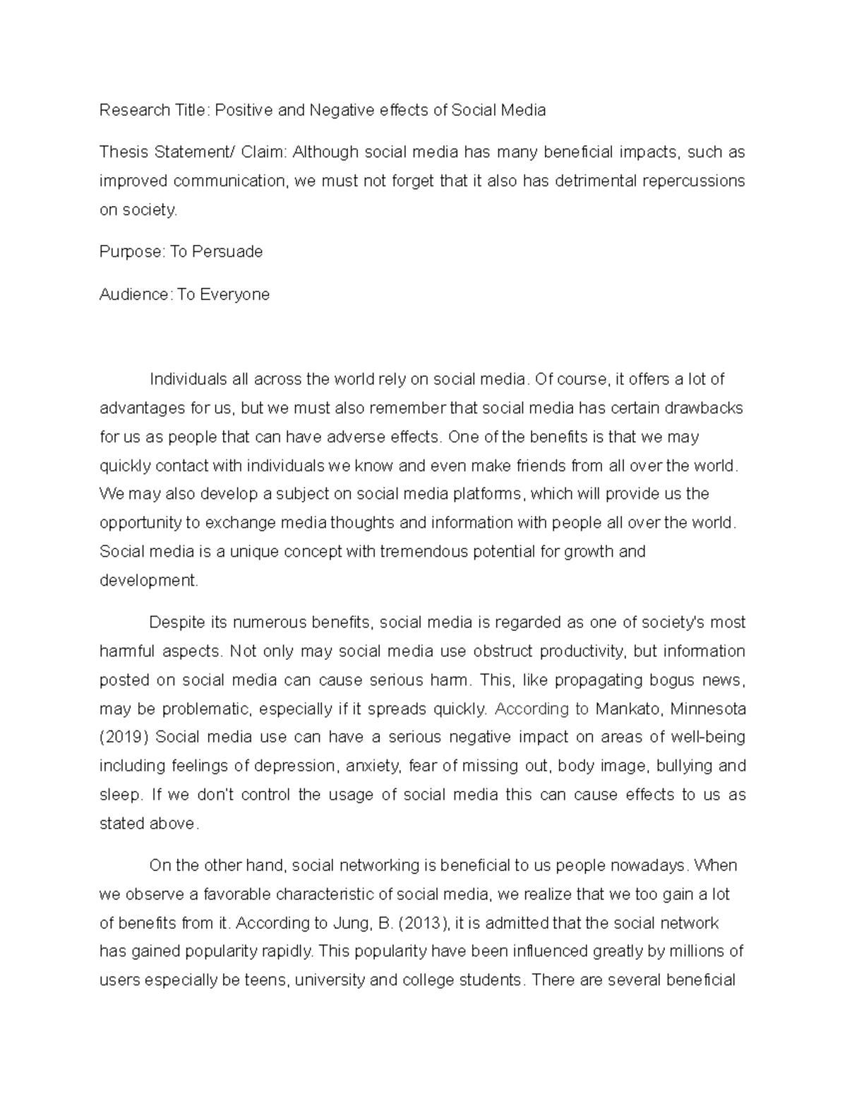 thesis paper about social media