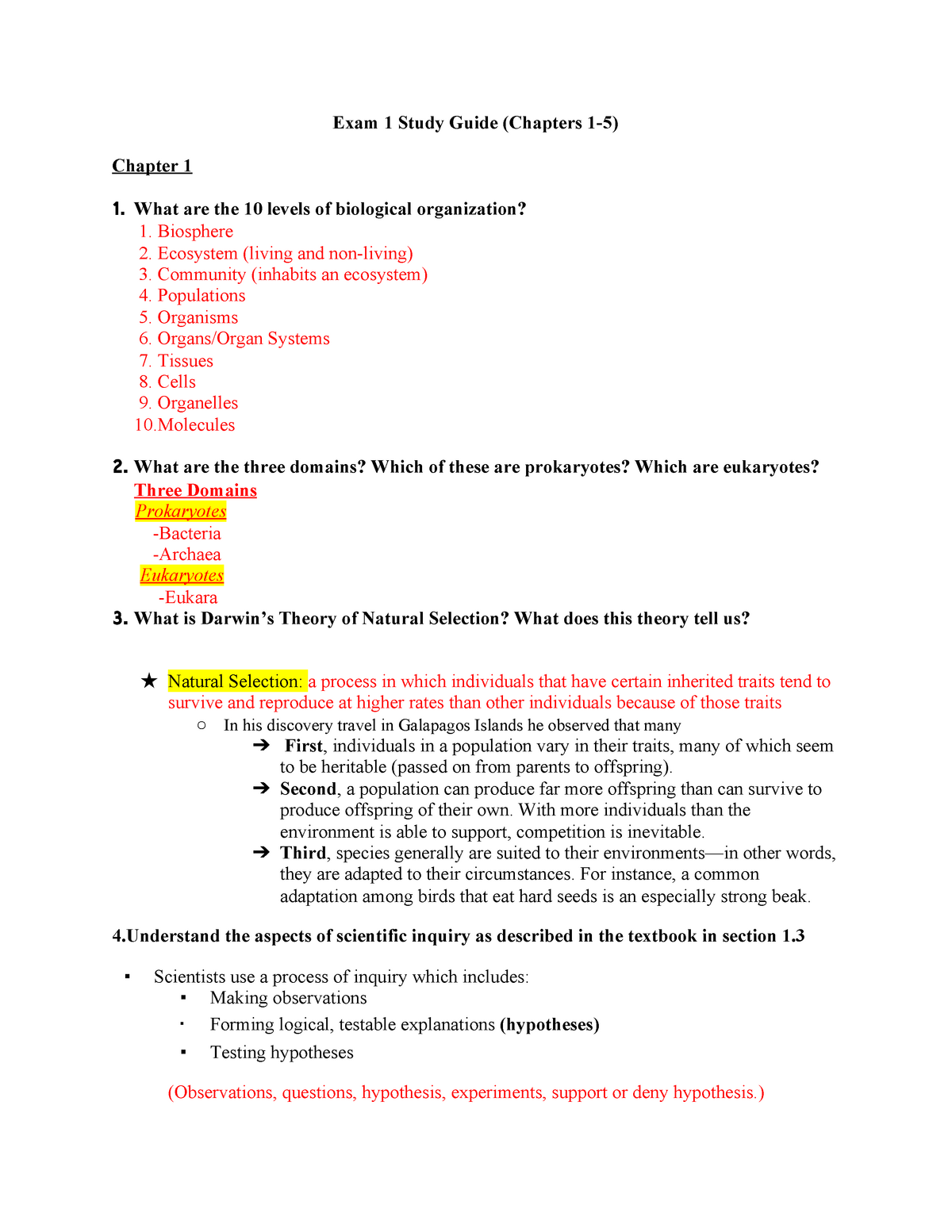 Exam 1 Study Guide - Exam 1 Study Guide (Chapters 1-5) Chapter 1 What ...