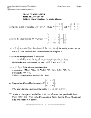 Exercise Linear Algebra - 1 Gaussian elimination and matrices 1 Solving ...