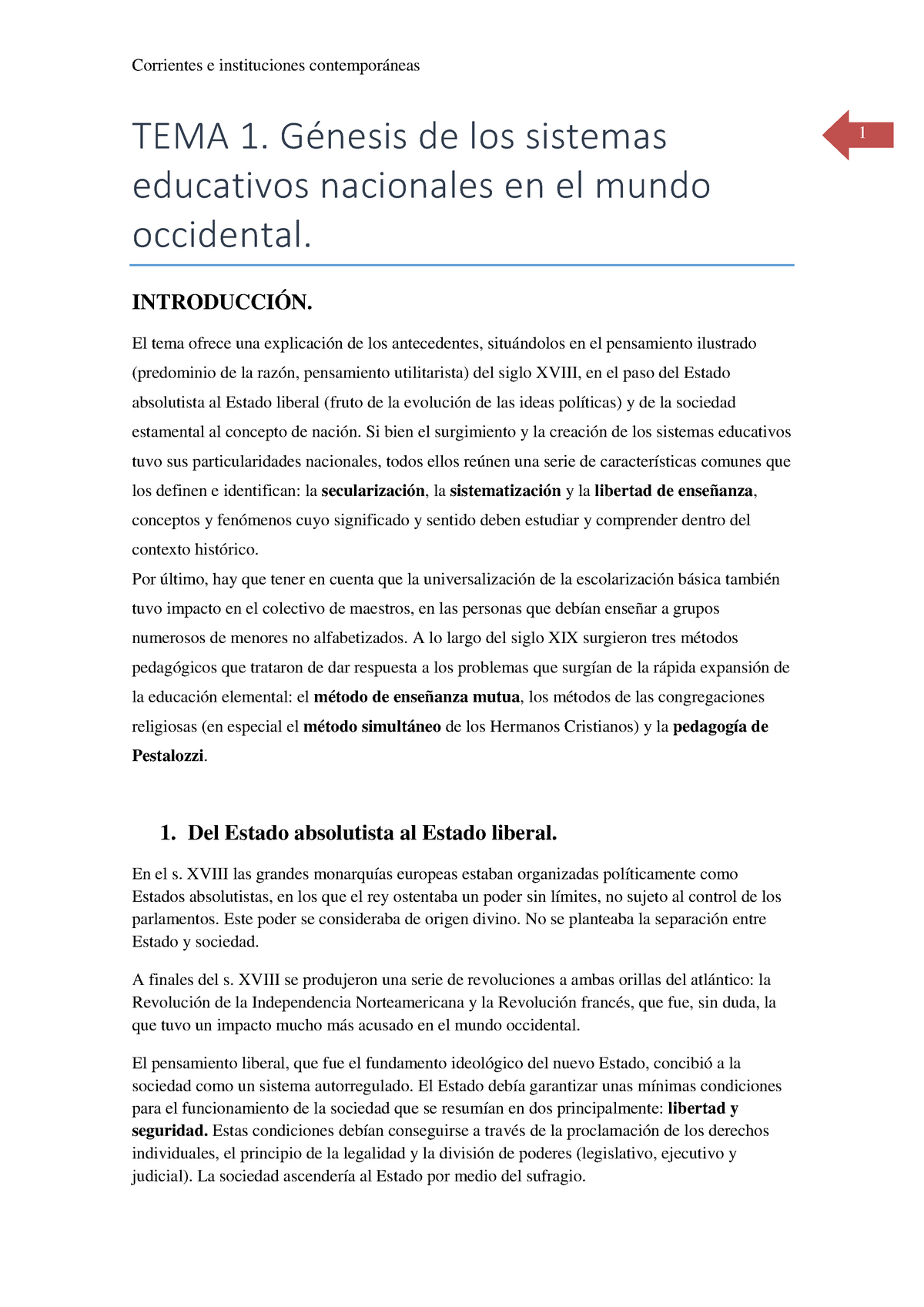 Apuntes Corrientes E Instituciones Contemporáneas De La Educación Temas ...