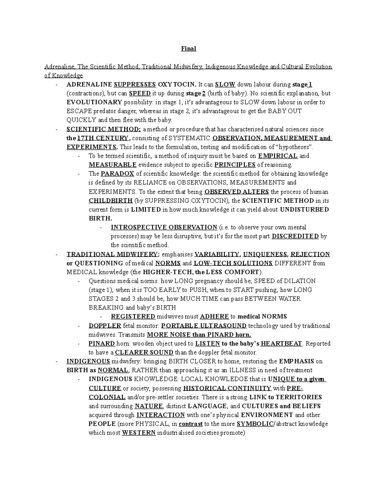 Final Organised Psychology 207 Notes Psychology of Childbirth - Final ...