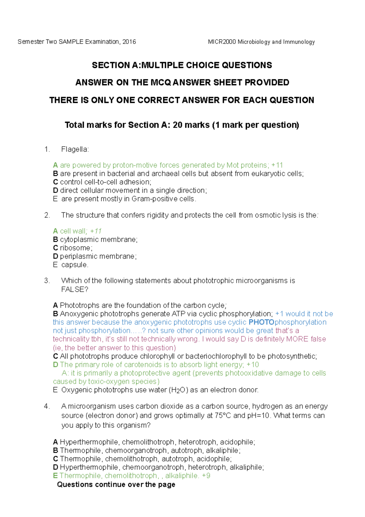 Sample/practice Exam 2016, Questions And Answers - Semester Two SAMPLE ...