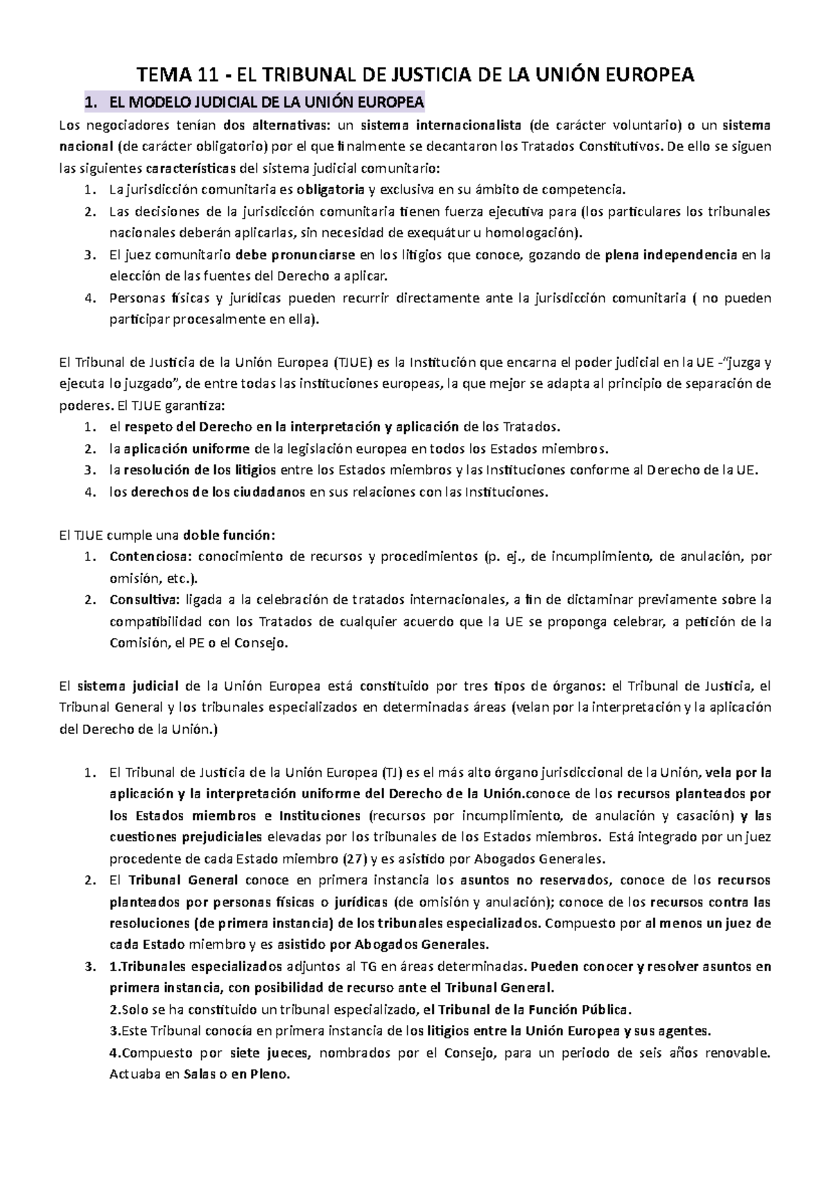 TEMA 11 DUE - TRIBUNAL DE JUSTICIA DE LA UNIÓN EUROPEA - EL MODELO ...