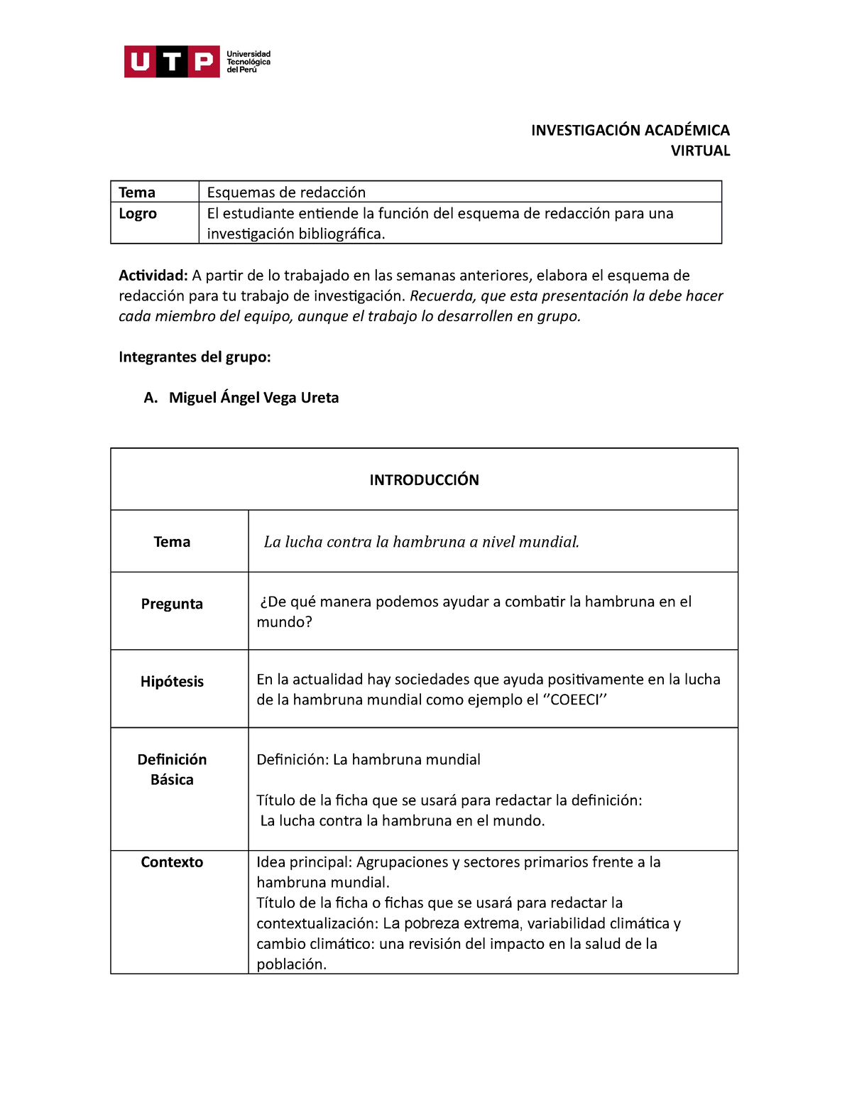 Esquema De Redacci N Actividad A Partir De Lo Trabajado En Las Semanas Anteriores Elabora El