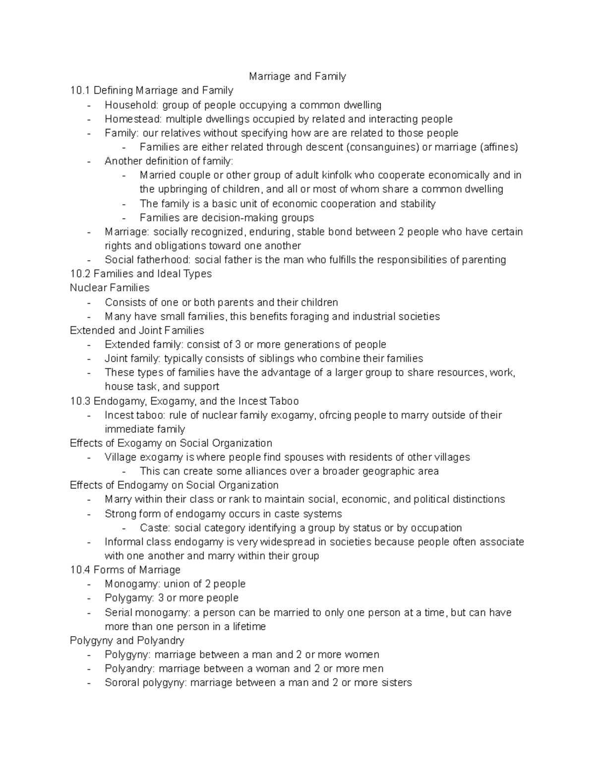 Anth Week 8- course reading - Marriage and Family 10 Defining Marriage ...