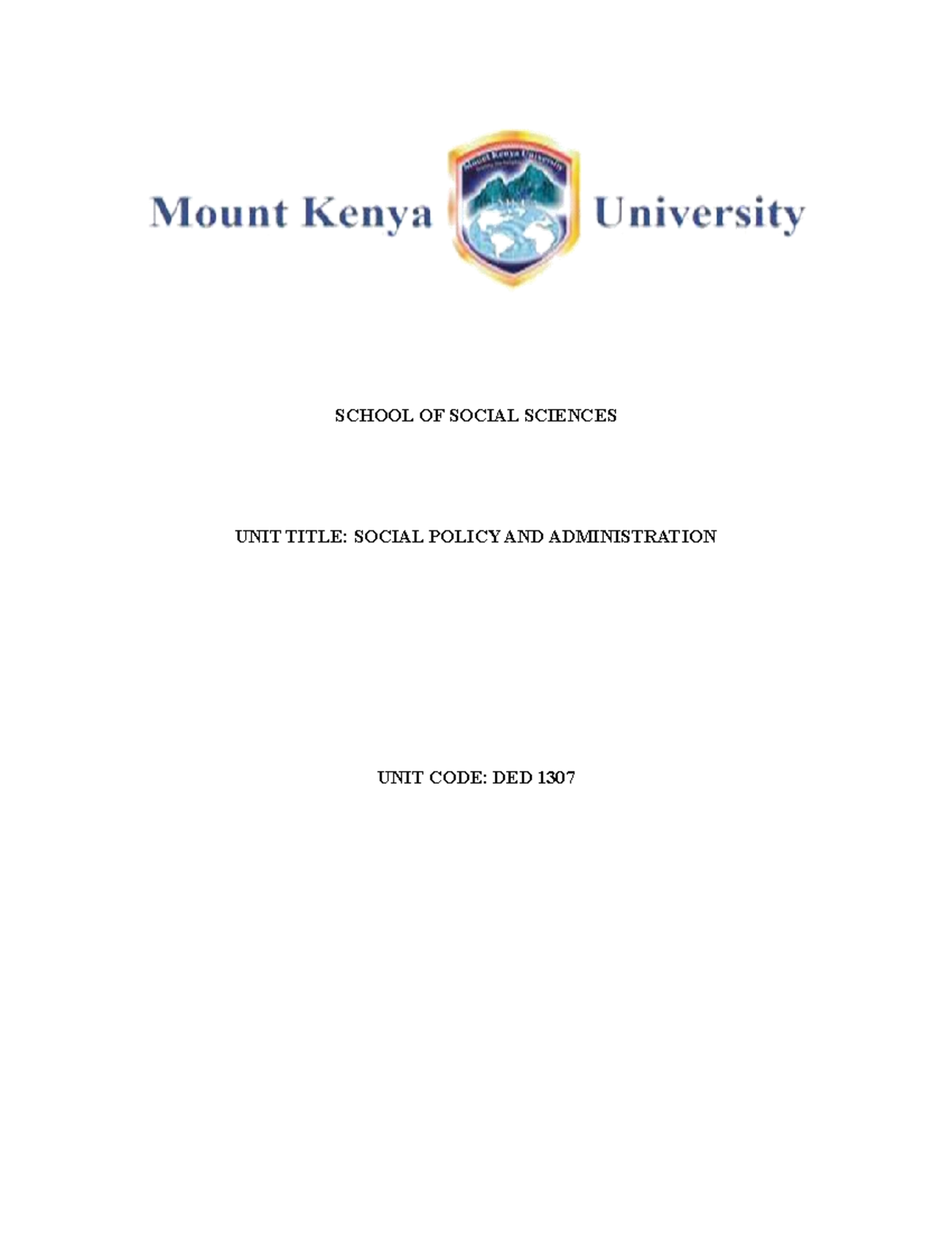 DED 1307 Social Policy Administration Notes Physics Techniques Studocu