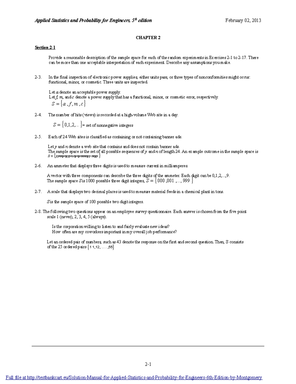 Solution For Chapter 2 - Applied Statistics And Probability For ...