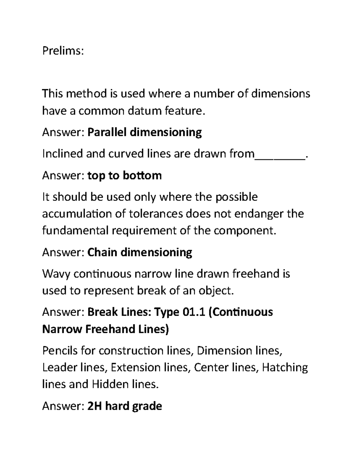 Engineering Drawing COMPLETE KEY ANSWERS Engineering Drawing COMPLETE ...