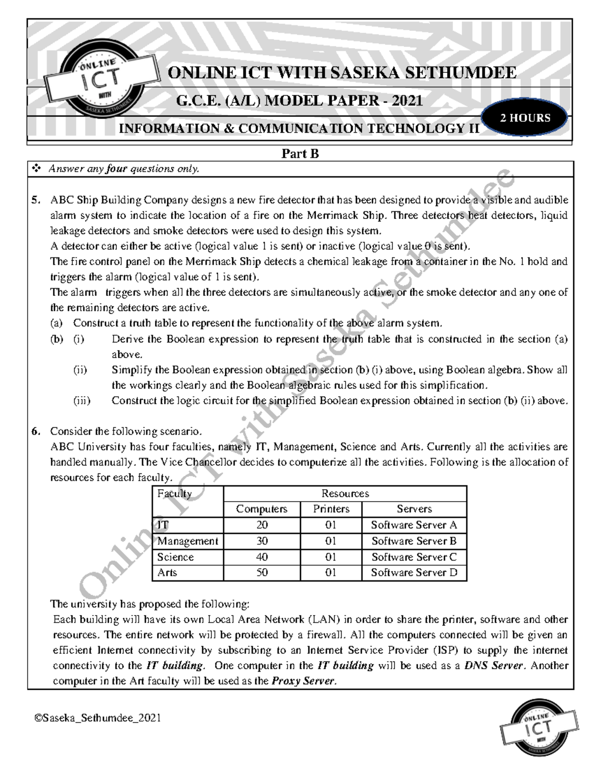 Model 1 English Essay Paper PDF - Part B Answer any four questions only ...