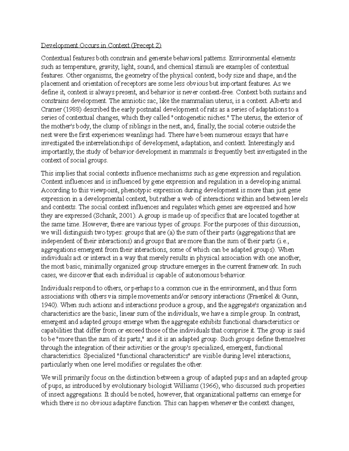 Development Occurs in Context (Precept 2) - Environmental elements such ...