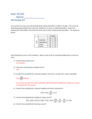 RW 5 -2 - Real world problem - Stat 30100 Real World This problem set ...