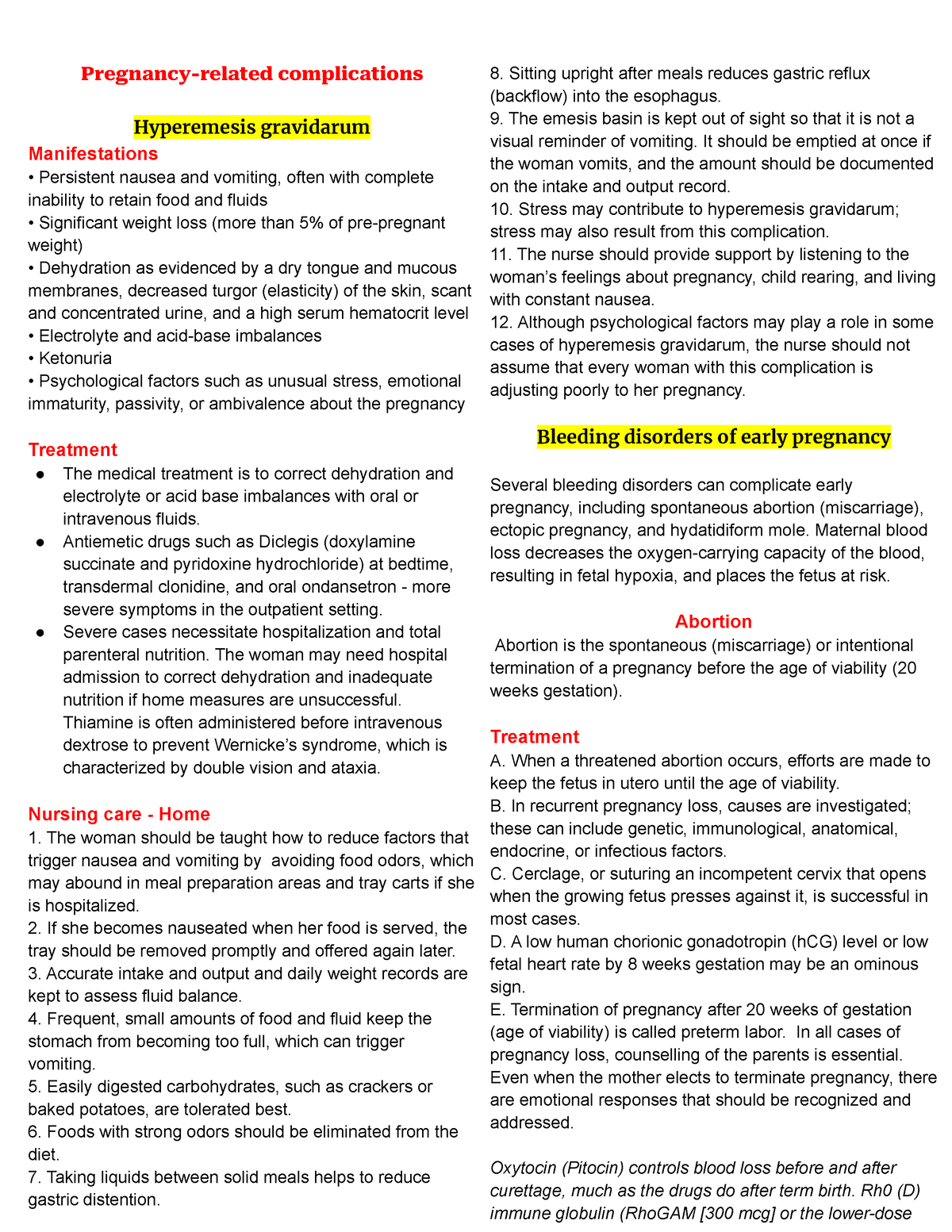 Maternal - Pregnancy Related Complications - Nursing - SU - Studocu