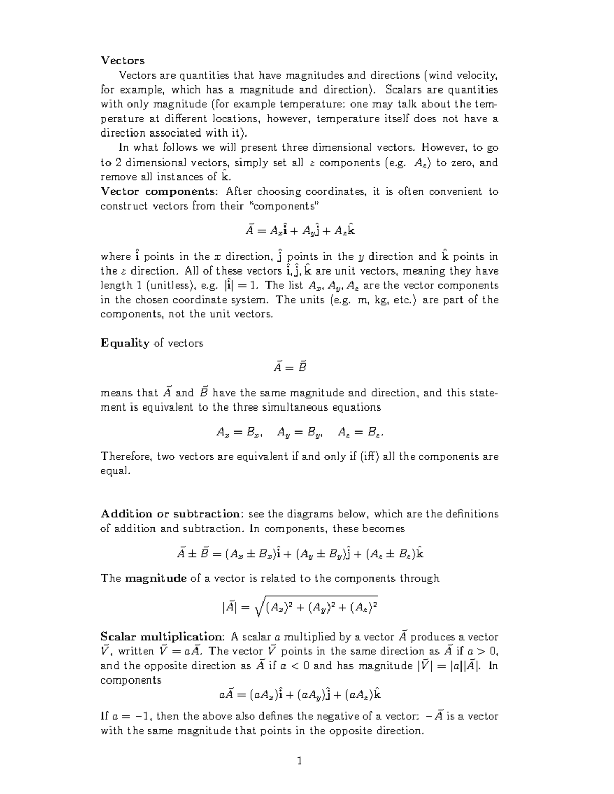 Formula Sheet Phys 001A - Vectors Vectors are quantities that have ...