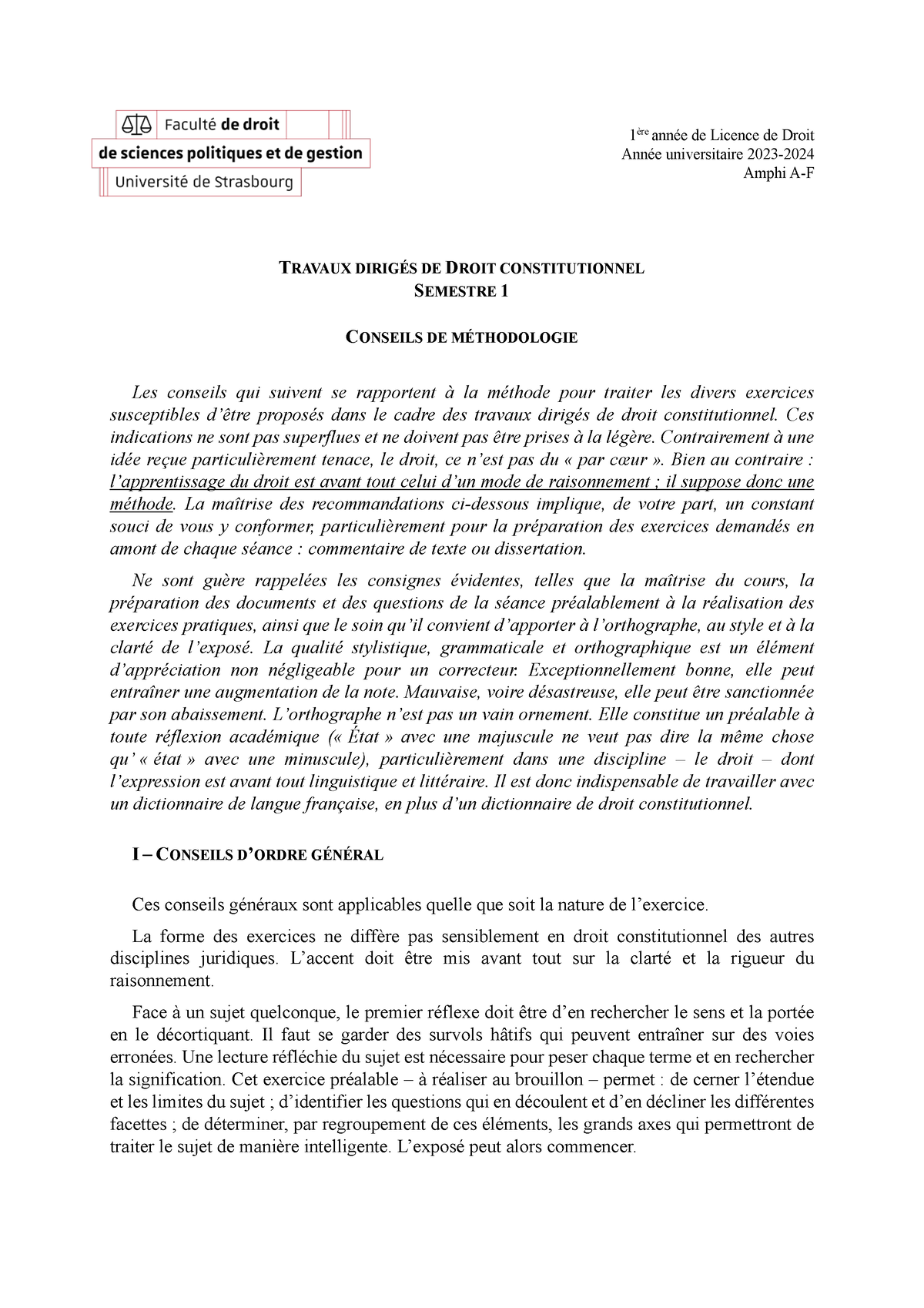 Methodo Dissertation Droit Constit Travaux DirigÉs De D Roit Constitutionnel S Emestre 1 C