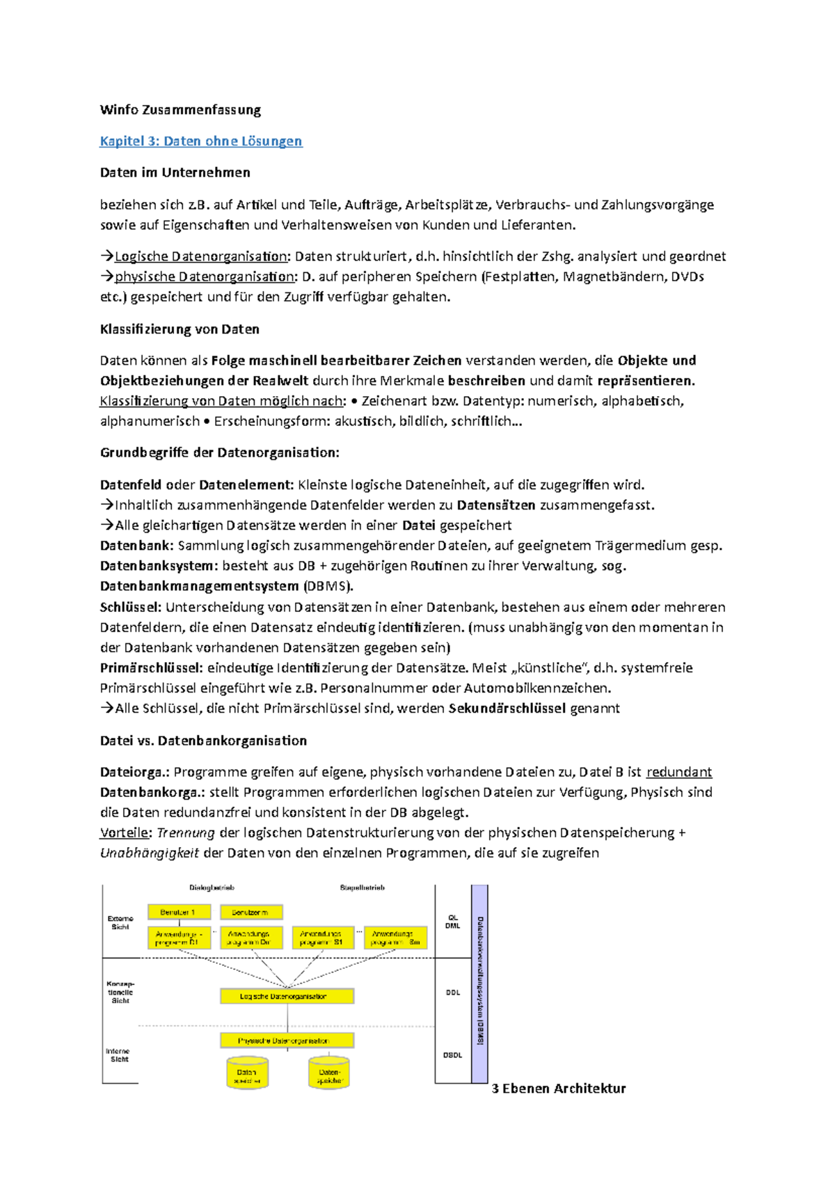 Winfo Zusammenfassung - Winfo Zusammenfassung Kapitel 3: Daten ohne ...