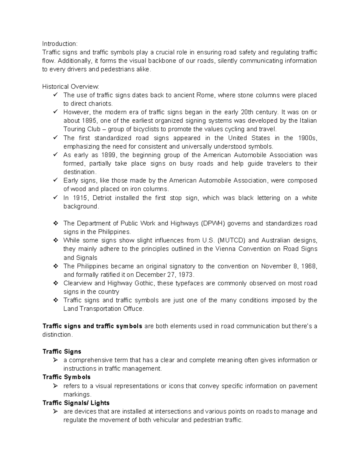 Highways Report - Introduction: Traffic signs and traffic symbols play ...
