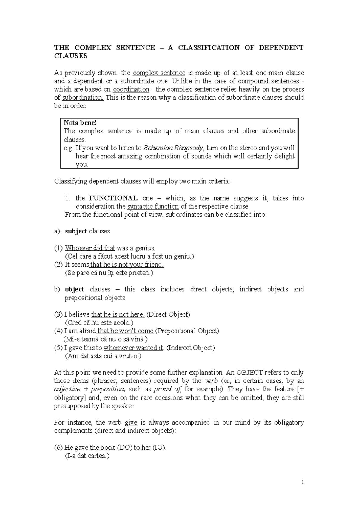 4- THE Complex Sentence - THE Complex Sentence - THE COMPLEX SENTENCE ...