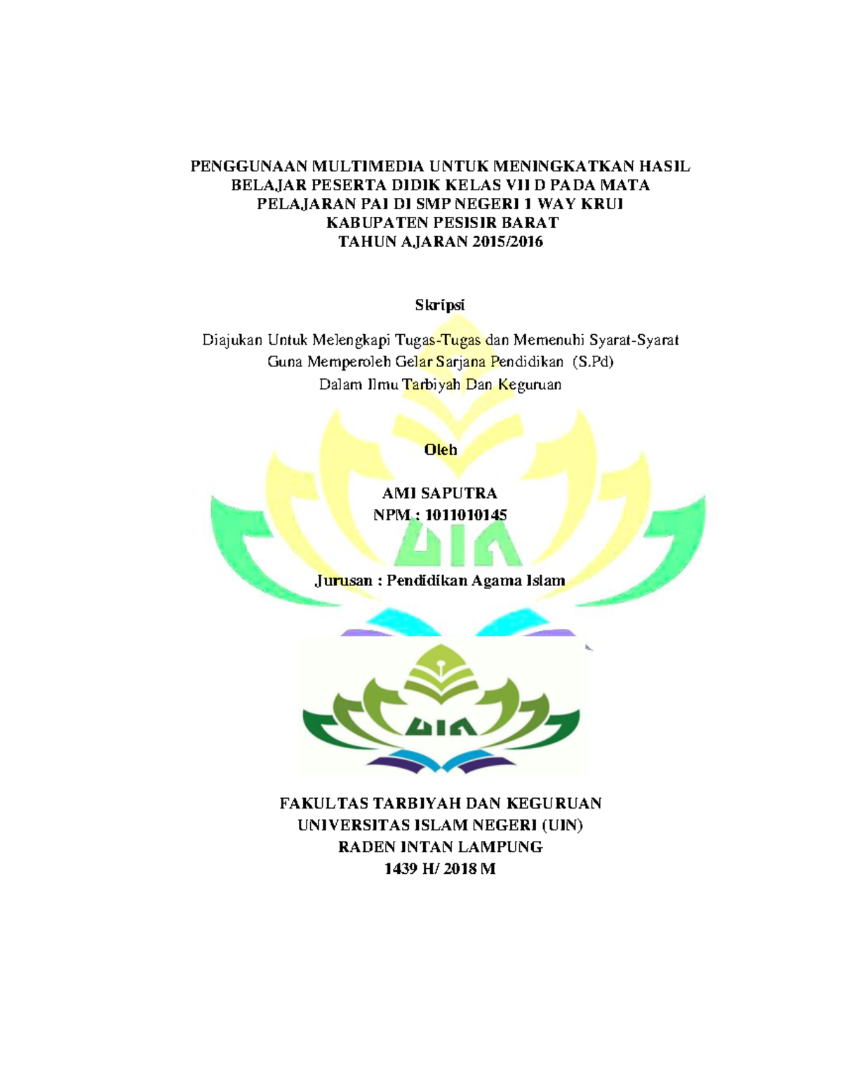 Skripsi - Tugas - PENGGUNAAN MULTIMEDIA UNTUK MENINGKATKAN HASIL ...