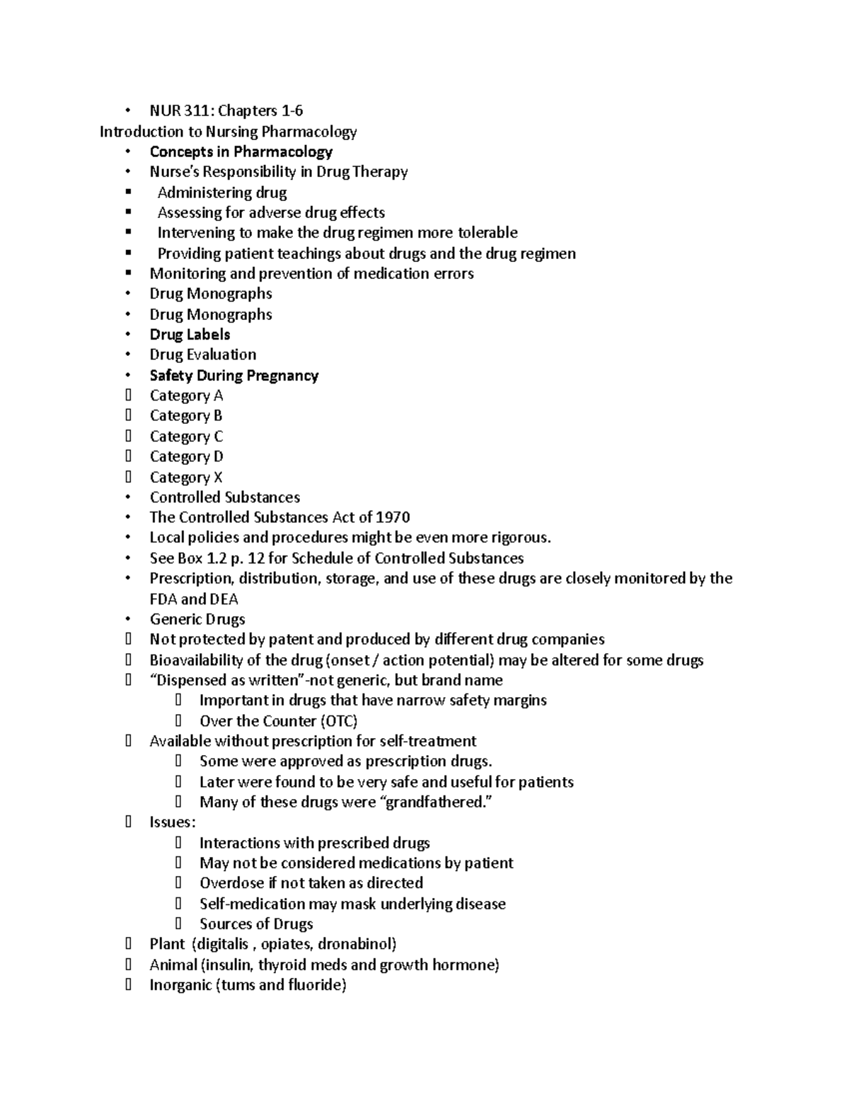 NUR 311 - Notes - NUR 311: Chapters 1- Introduction to Nursing ...