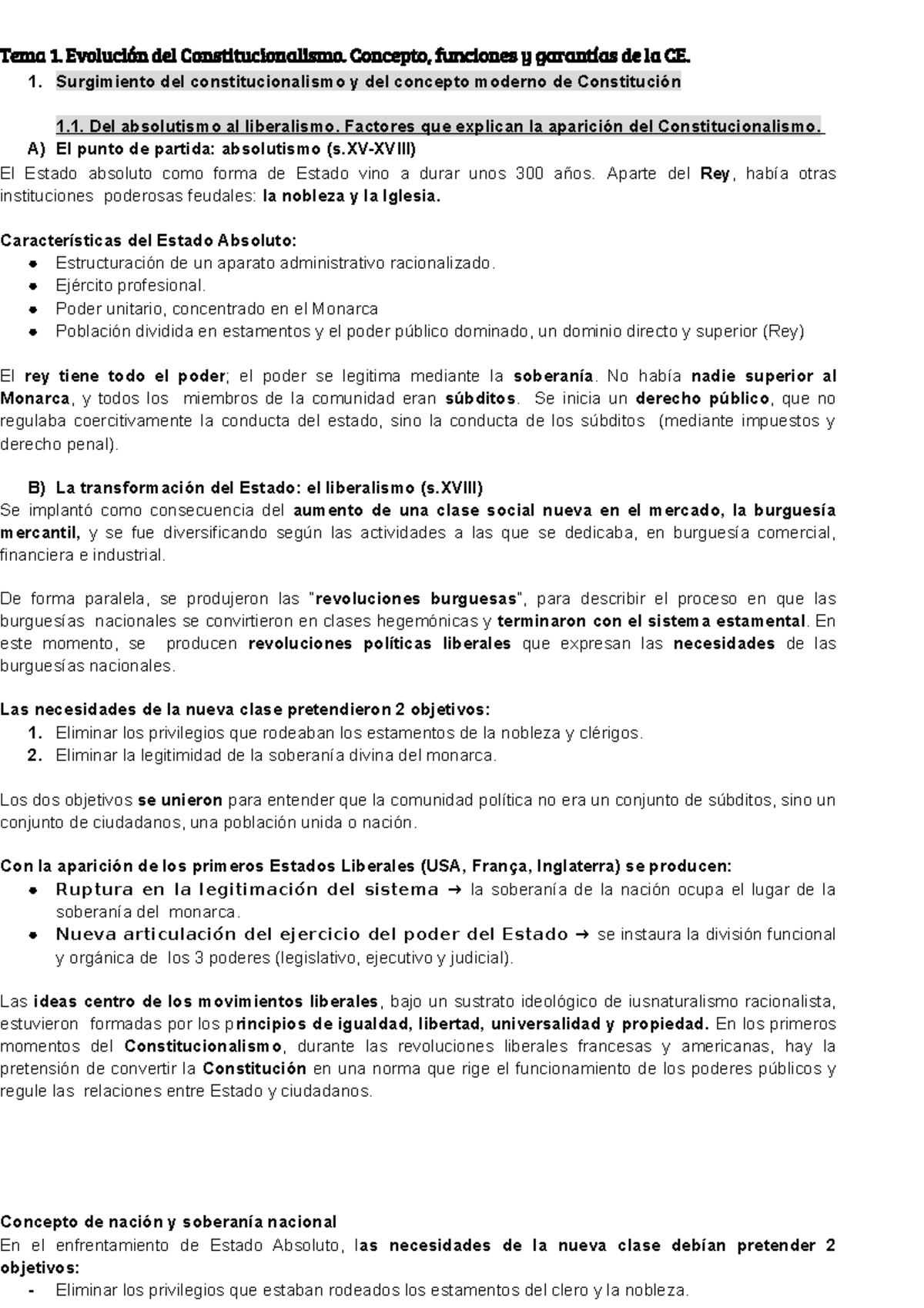 Tema 1 - Tema 1: Evolución Del Constitucionalismo. Concepto, Funciones ...