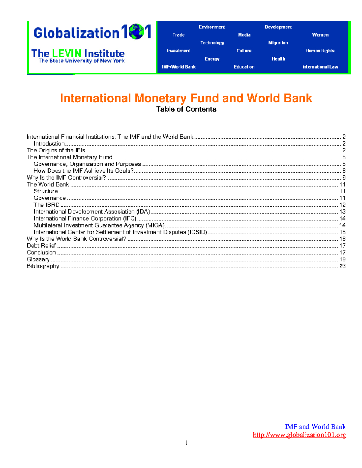 Glob101imfandwb - notes - IMF and World Bank globalization101 ...