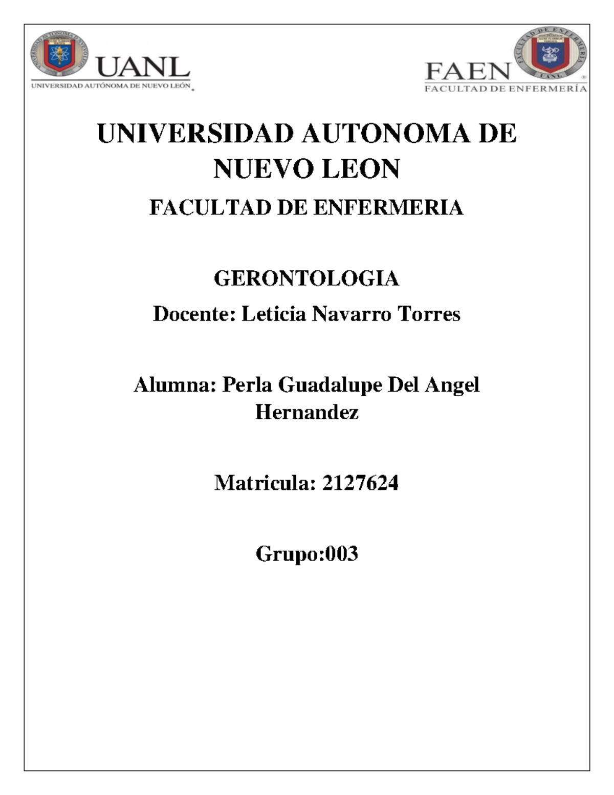 Cuadro Doble Entrada Gerontologia UNIVERSIDAD AUTONOMA DE NUEVO LEON