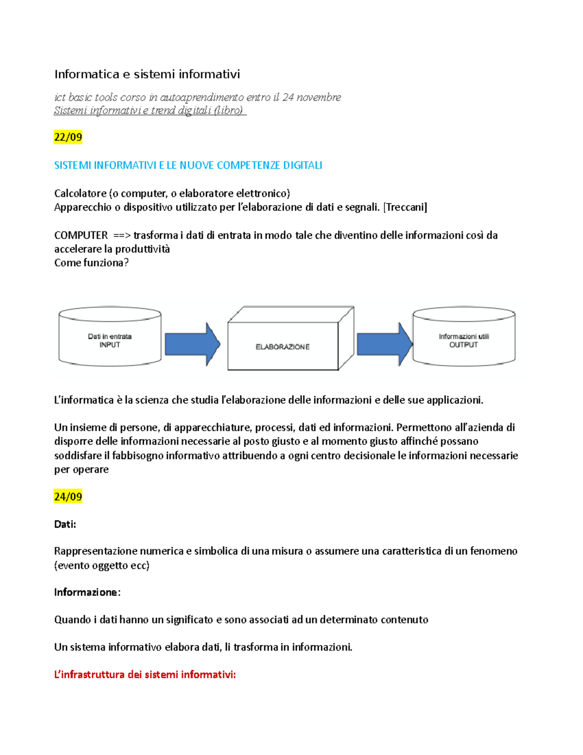 Informatica e sistemi informativi - [Treccani] COMPUTER ==> trasforma i ...