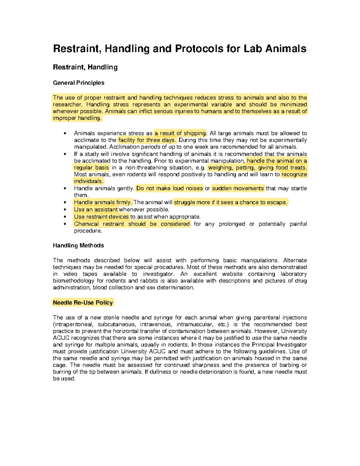 Guidelines-Protocols- University of Vaternary and Animal - Clinical ...
