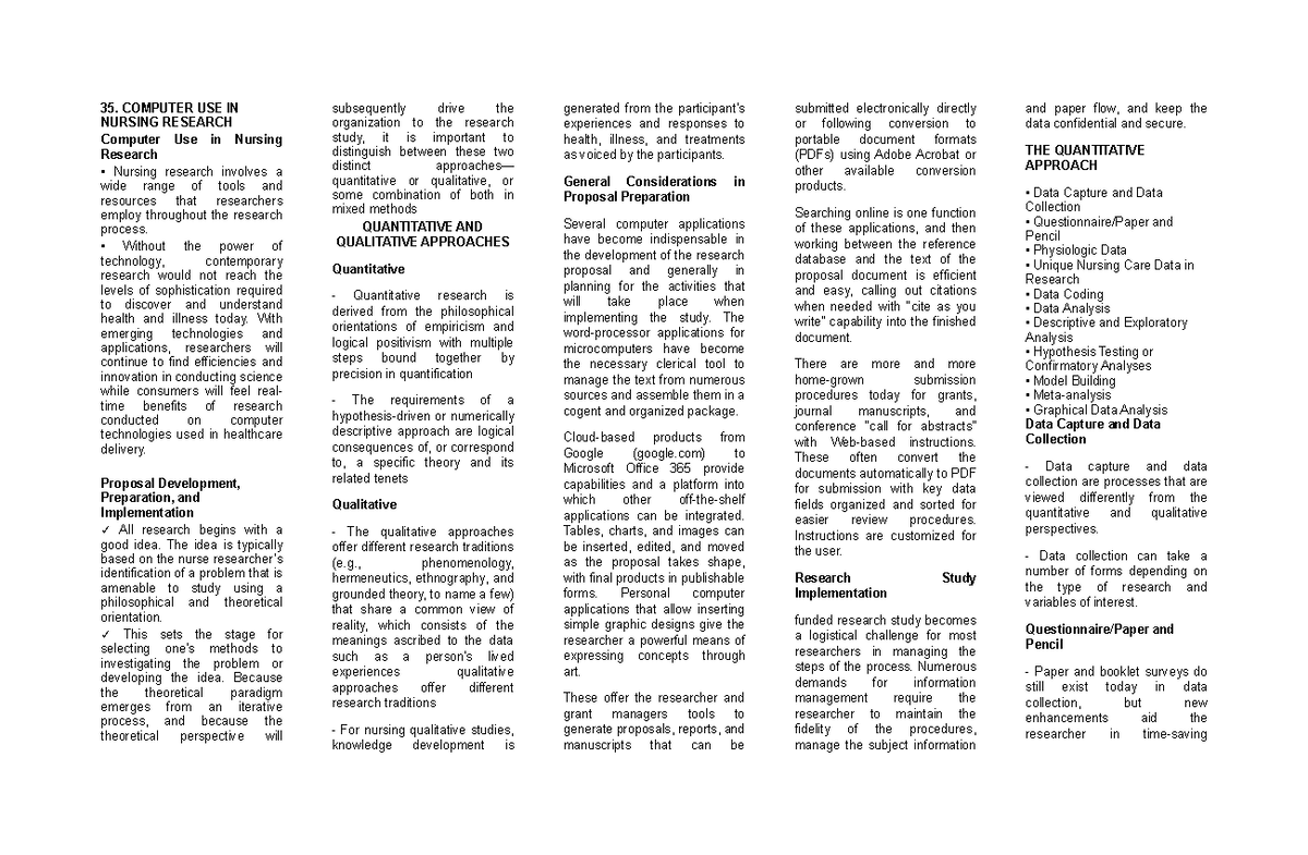 35. Informatics - 35. COMPUTER USE IN NURSING RESEARCH Computer Use in ...