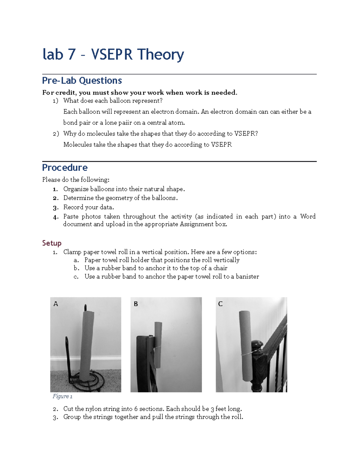 Lab+7+-+ Vsepr+Theory - lab 7 – VSEPR Theory Pre-Lab Questions For ...