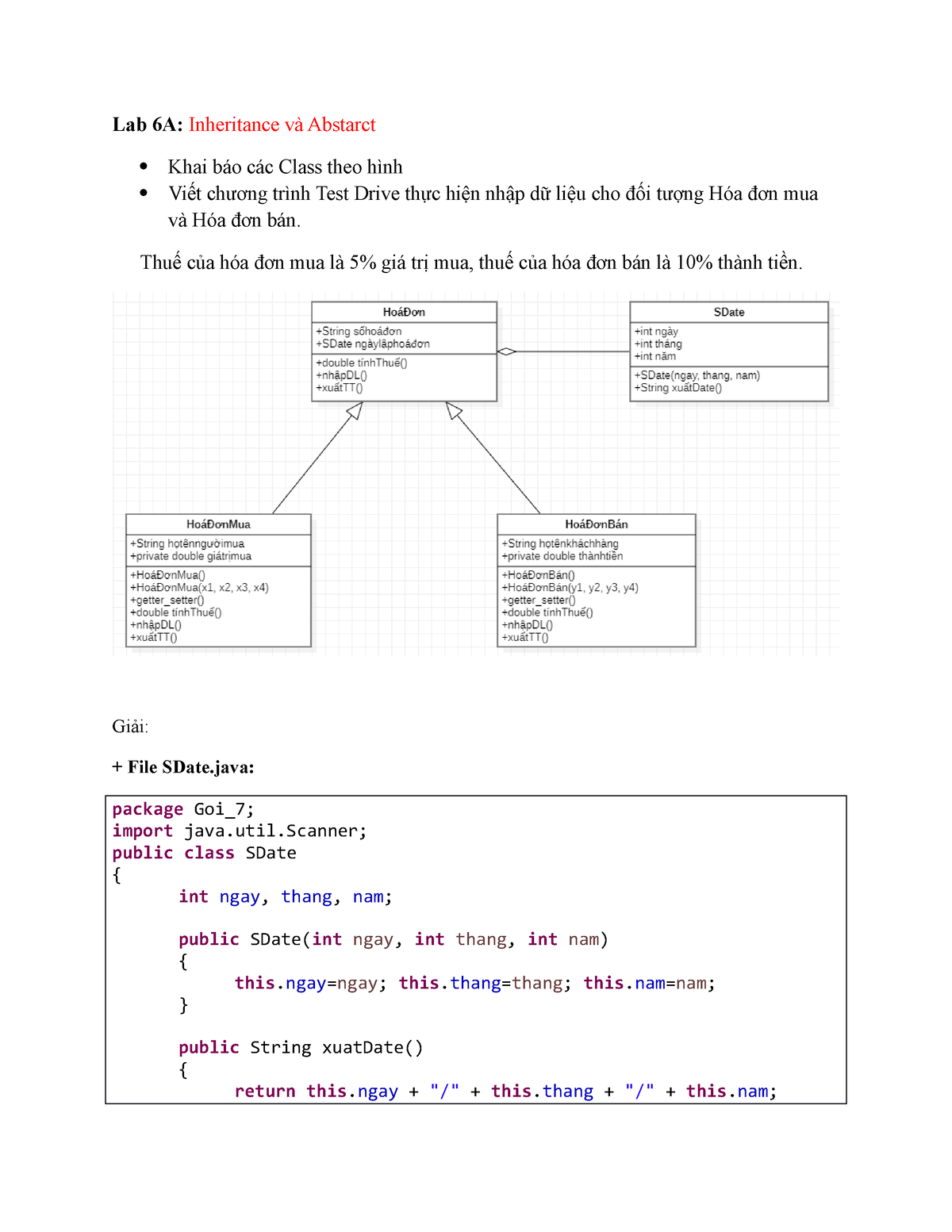 Giai KTLT Lab6A - Lab 6A: Inheritance Và Abstarct Khai Báo Các Class ...