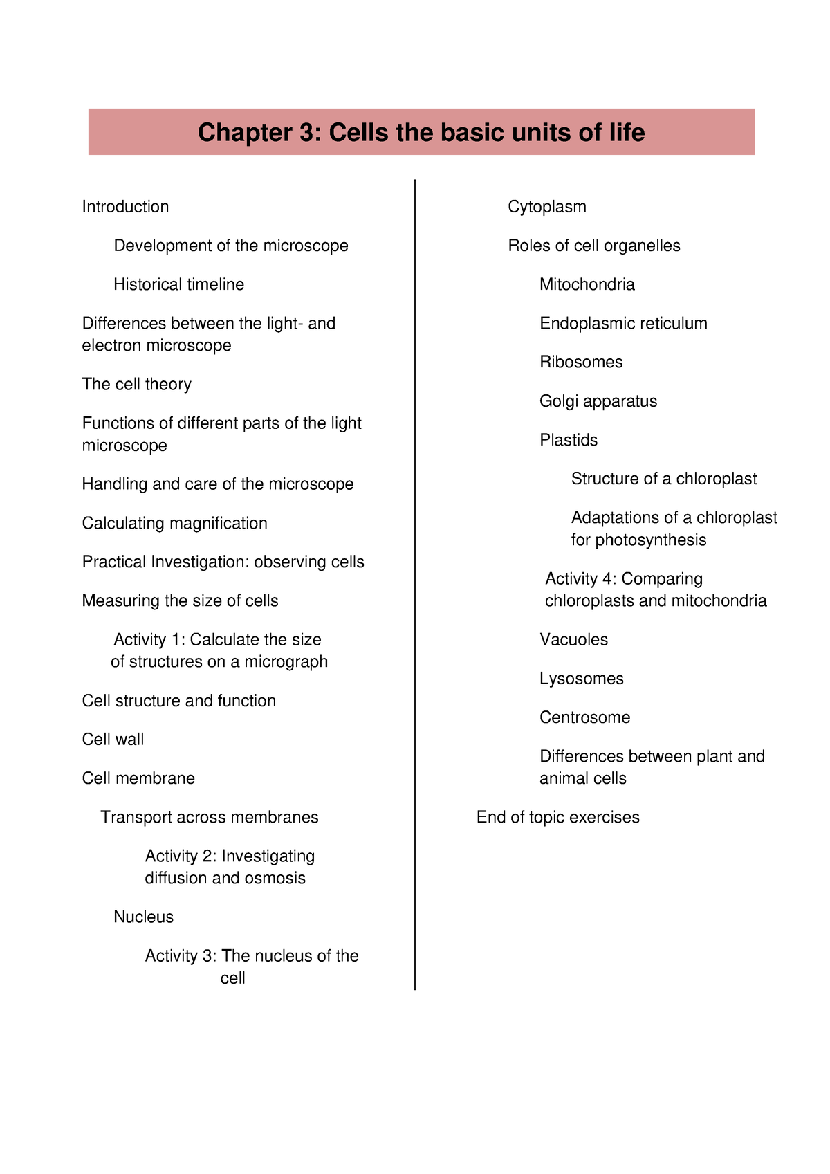 Chapter 3 - Cells The Basic Unit Of Life - Chapter 3: Cells The Basic ...