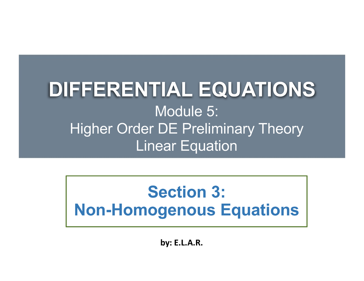 M5S3 - Non-Homogenous - M5S3 - Non-Homogenous - DIFFERENTIAL EQUATIONS ...