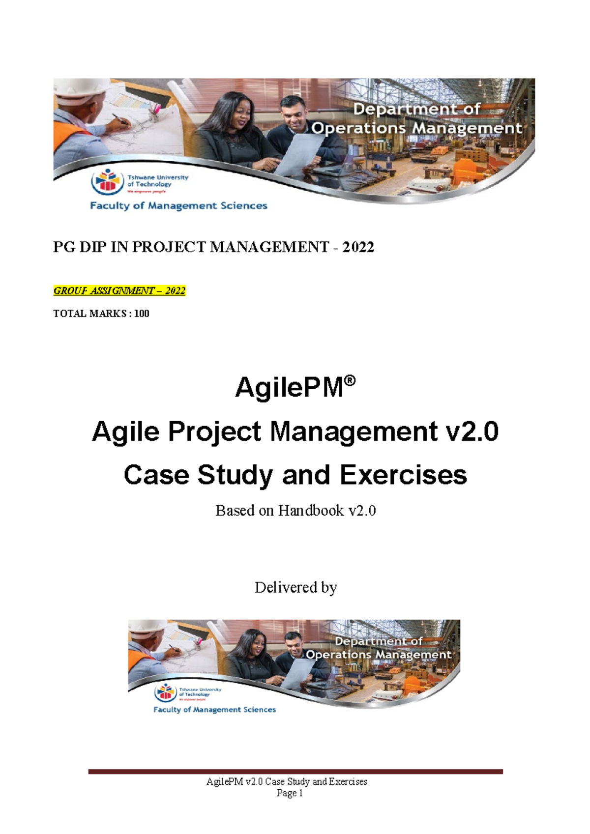 Agile PM Case Study and Exercises final 2022 Answers - PG DIP IN 