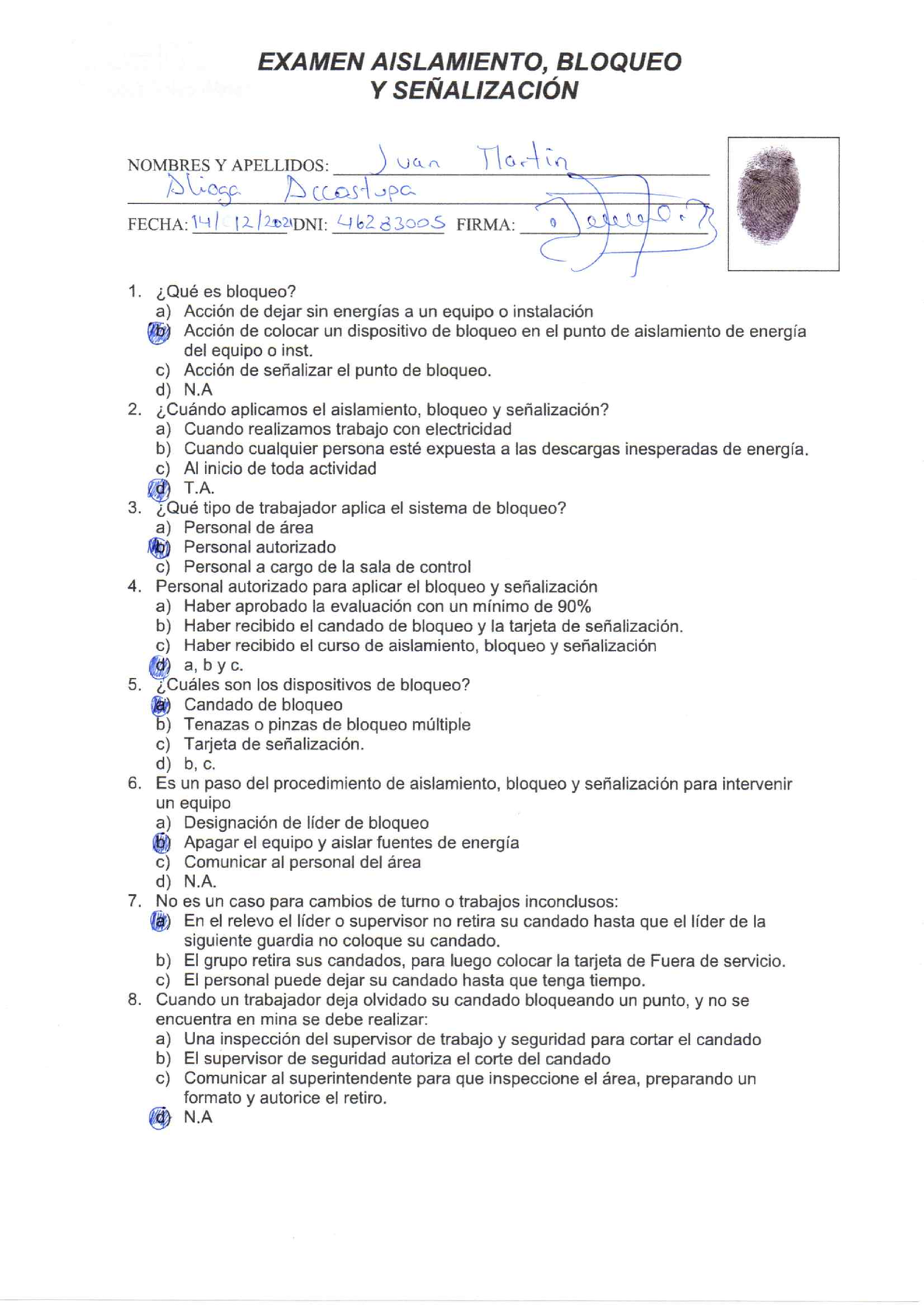 Examen De Aislamiento Y Bloqueo - Seguridad Industrial - Studocu