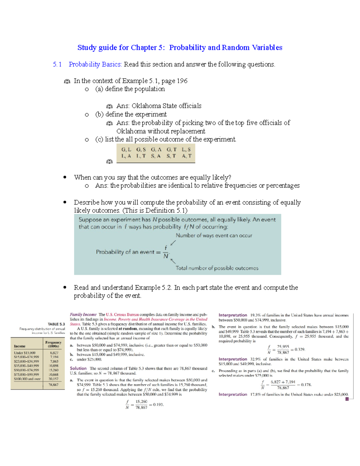 Chapter 5 Reading Assignment - Study Guide For Chapter 5: Probability ...