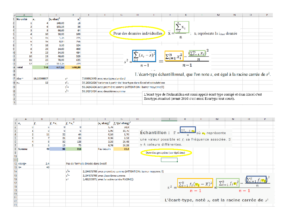 Moyenne Variance Ecartype Echantillon capture ecran - STT1000 - UQAM ...